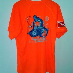 Tulum Mexico fisheye scuba dive Map T-Shirt Neon orange Cenotes Dos Ojos sz L